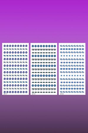 3'lü Tırnak Dövmesi Seti, Tırnak Sticker Seti, Nail Art, Tattoo