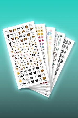 5'li Tırnak Dövmesi Seti, Tırnak Sticker Seti, Nail Art, Tattoo