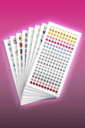 8'li Tırnak Dövmesi Seti, Tırnak Sticker Seti, Nail Art, Tattoo