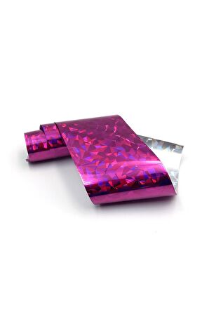 Fuşya Renk Hologram Desenli Transfer Tırnak Dövmesi, Tırnak Sticker, Nail Tattoo, Nail Art