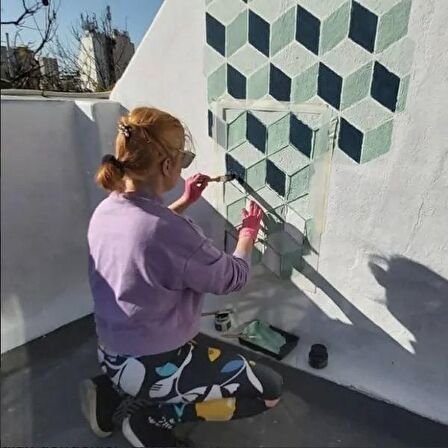3D Küp Desenli Stencil Boyama Şablonu 50x70 cm, Duvar Stencil, Fayans Stencil, Mobilya Stencil