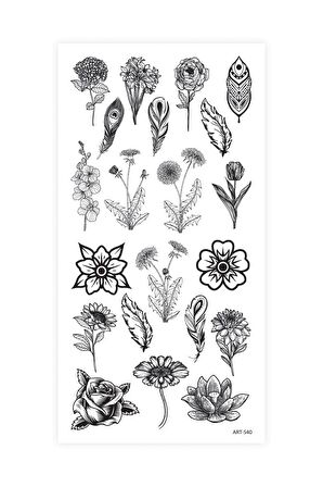 Mini Floral Geçici Dövme,Geçici Tattoo ,Vücut Dövme,Kol Bilek Dövme,Boyun Dövme,Sırt Dövme