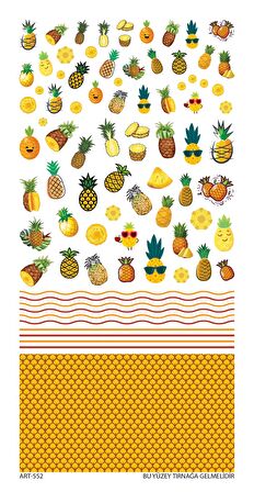 Ananas Tırnak Dövmesi, Tırnak Tattoo, Nail Art, Tırnak Sticker