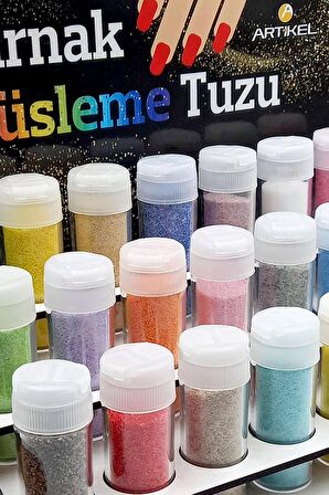 Renkli Tırnak Süsleme Tuzu Standı, Nail Art-21 ADET