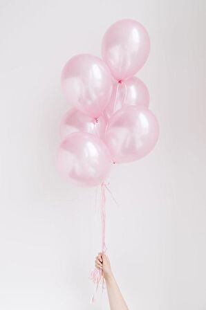 Pembe Metalik Sedefli Balon 12" İnç 5 'li Balon