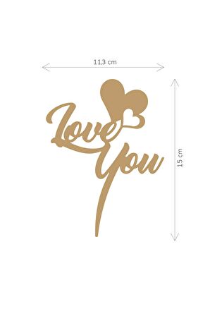 Gold Love You Yazılı Ayna Pleksi Pasta Üstü & Doğum Günü Partisi & Pleksi Pasta Süsü