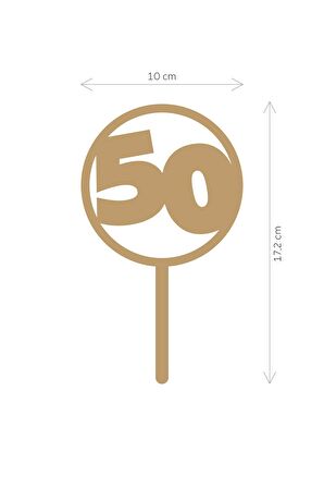 Gold 50 Yaş Yazılı Ayna Pleksi Pasta Üstü & Doğum Günü Partisi & Pleksi Pasta Süsü