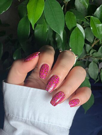 2' Li Pembe Leopar Tırnak Dövmesi, Tırnak Sticker, Nail Tattoo, Nail Art