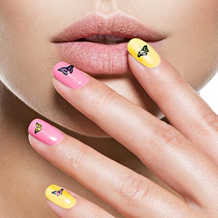 2' Li Kelebek Tırnak Dövmesi, Tırnak Sticker, Nail Tattoo, Nail Art