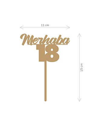 Gümüş Merhaba 18 Yaş Yazılı Ayna Pleksi Pasta Üstü & Doğum Günü Partisi & Pleksi Pasta Süsü