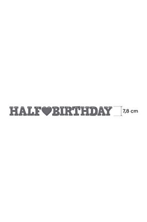 Mavi Half Birthday Yazılı Banner, Yarım Yaş Partisi, Doğum Günü Süsü, Simli Eva Banner