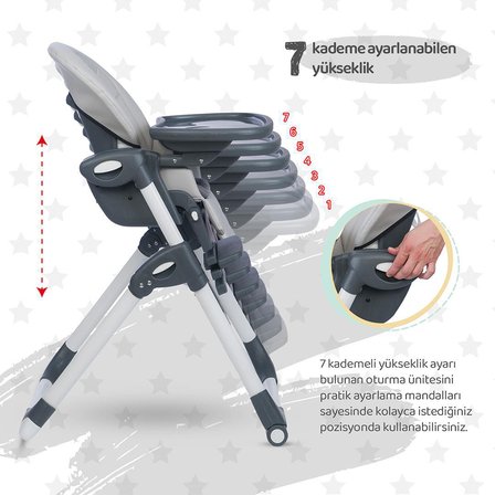 4 Baby AB-100 Formula Katlanır Portatif Mama Sandalyesi Kahverengi 