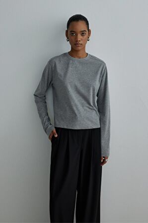 Gri Forever Uzun Kollu Tişört