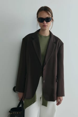 Koyu Kahve Maskülen Blazer Ceket