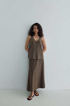 Kahverengi Serena Kloş Etek