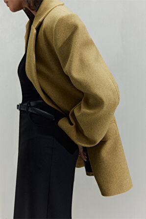 Sarı Gina Kaşe Blazer Ceket