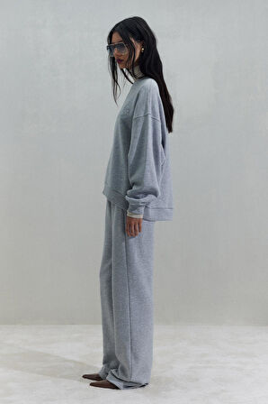 Gri Logolu Oversize Sweatshirt