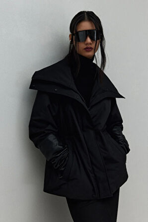 Siyah Lisa Puffer Mont