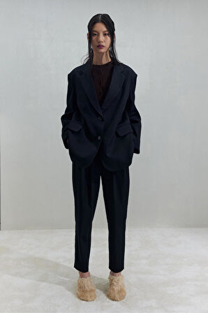 Lacivert Maskülen Blazer Ceket