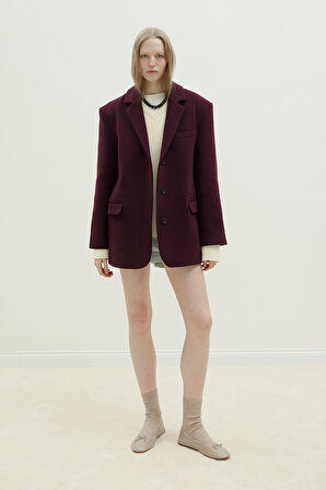 Bordo %100 Yün Blazer Ceket