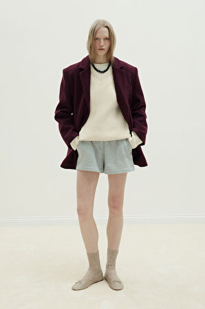 Bordo %100 Yün Blazer Ceket