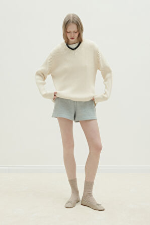 Gri Ena Pamuklu Şort