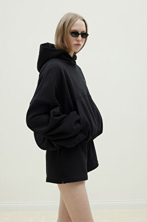 Siyah Hardy Kapüşonlu Sweatshirt