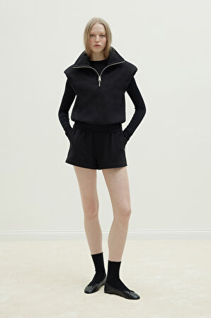 Siyah Roux Fermuarlı Yelek