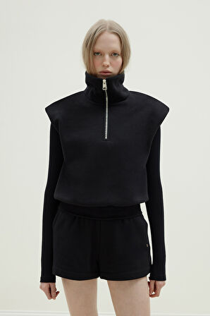 Siyah Roux Fermuarlı Yelek