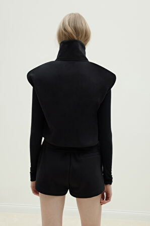 Siyah Roux Fermuarlı Yelek