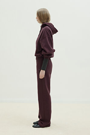 Mürdüm Gala Düğmeli Oversize Sweatshirt