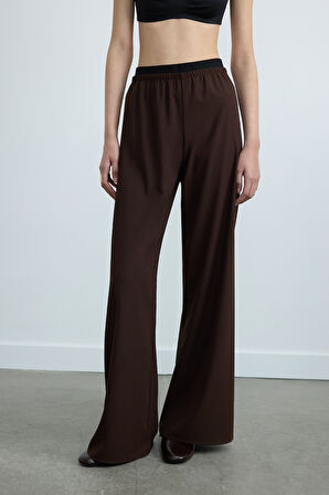 Kahverengi Pol Krep Pantolon