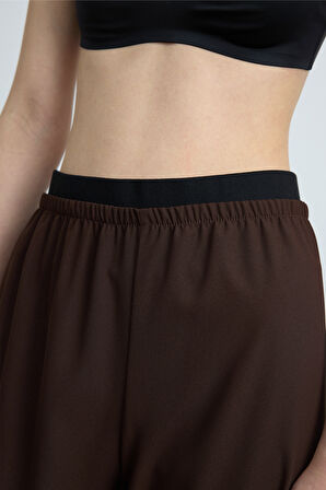 Kahverengi Pol Krep Pantolon