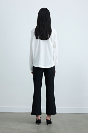 Ekru Dune Oversize Manşetli Tişört