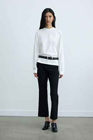 Ekru Dune Oversize Manşetli Tişört