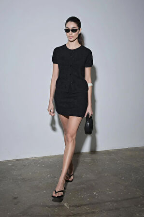 Siyah Ema Havlu Hırka