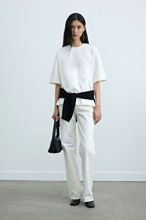 Ekru Nox Oversize Tişört