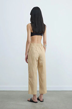 Camel Paper Poplin Pantolon