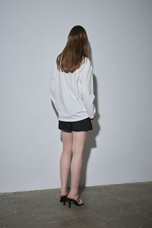 Ekru Polo Yaka Oversize Tişört