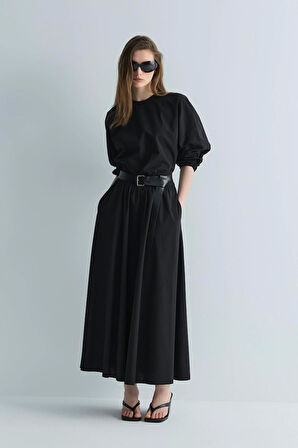 Siyah Lara Kemerli Bluz