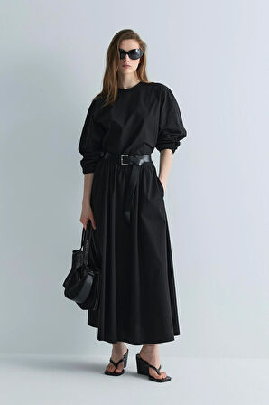 Siyah Lara Kemerli Bluz