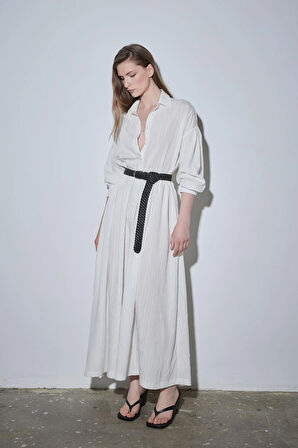 Ekru Anette Gömlek Elbise