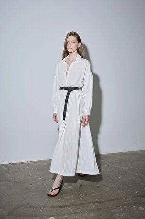 Ekru Anette Gömlek Elbise