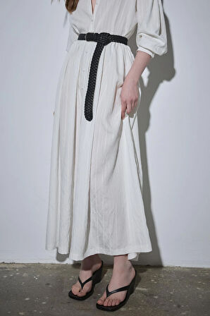 Ekru Anette Gömlek Elbise