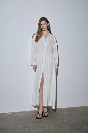 Ekru Anette Gömlek Elbise