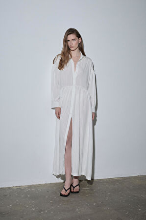 Ekru Anette Gömlek Elbise