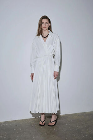 Beyaz Celia Anvelop Elbise