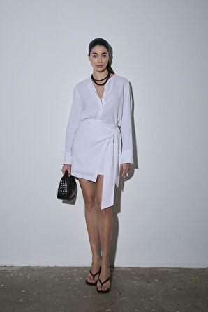 Beyaz Lizi Keten Gömlek