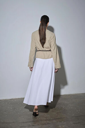 Bej Lizi Keten Gömlek