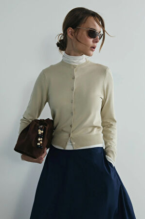 Bej Lea Triko Hırka